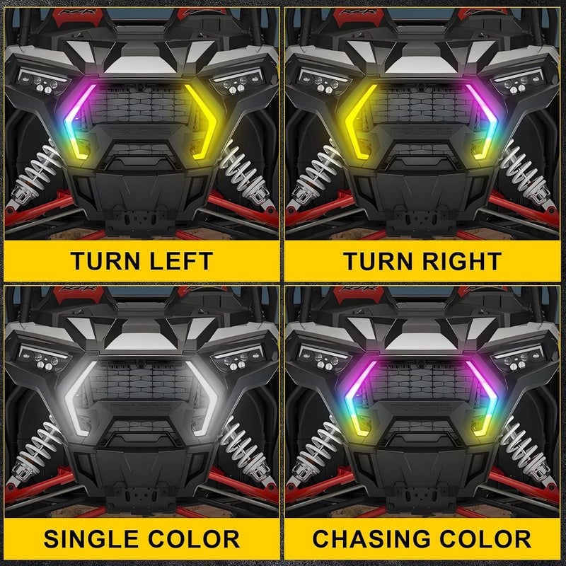 Chelhead RGB RZR XP 1000 Fang Light Kit with Chasing Color, Front Signature Accent Fang Light Assembly Compatible with Polaris RZR XP 1000 Turbo 2018-2024 - Image 3